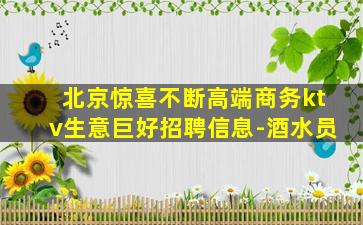北京惊喜不断高端商务ktv生意巨好招聘信息-酒水员